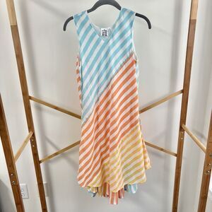 Parsley & Sage Colorful Stripe Sleeveless Sundress (Size S) 100% Cotton Tiered